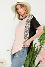 Load image into Gallery viewer, Celeste Full Size Leopard Color Block T-Shirt
