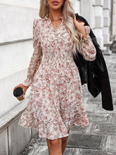Load image into Gallery viewer, Ruffle Hem Floral Surplice Long Sleeve Dress
