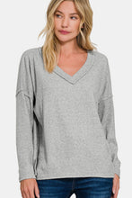 Load image into Gallery viewer, Zenana Full Size Ribbed V-Neck Drop Shoulder Top

