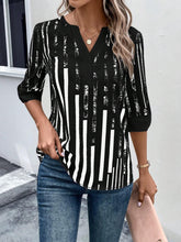 Load image into Gallery viewer, Striped Notched Half Sleeve Blouse
