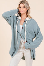 Load image into Gallery viewer, BOMBOM Textured Button Down Drawstring Hooded Shacket
