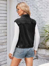 Load image into Gallery viewer, Button Up Cap Sleeve Denim Jacket
