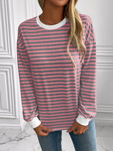 Load image into Gallery viewer, Ivy Lane Striped Round Neck Long Sleeve Sweatshirt
