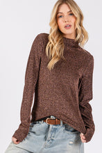 Load image into Gallery viewer, SAGE + FIG Glitter Mock Neck Lettuce Hem Long Sleeve Top
