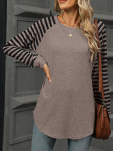 Load image into Gallery viewer, Striped Round Neck Long Sleeve T-Shirt
