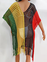 Load image into Gallery viewer, Fringe Color Block Scoop Neck Cover Up
