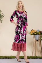 Load image into Gallery viewer, Celeste Full Size Paisley Print Lace Ruffled Midi Dress
