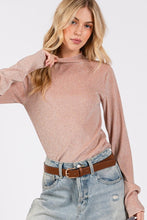 Load image into Gallery viewer, SAGE + FIG Glitter Mock Neck Lettuce Hem Long Sleeve Top
