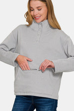 Load image into Gallery viewer, Zenana Turtleneck Half Snap Fleece Sweatshirt
