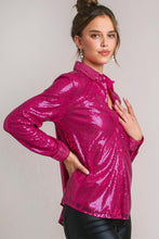 Load image into Gallery viewer, Umgee Sequin Long Sleeve Shirt with Side Chest Pocket
