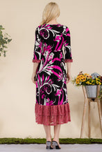 Load image into Gallery viewer, Celeste Full Size Paisley Print Lace Ruffled Midi Dress
