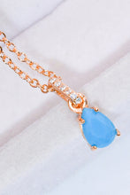 Load image into Gallery viewer, Teardrop Turquoise 4-Prong Pendant Necklace
