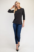 Load image into Gallery viewer, Celeste Full Size Polka Dot Round Neck Three-Quarter Sleeve T-Shirt
