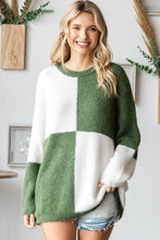 Load image into Gallery viewer, First Love Color Block Round Neck Long Sleeve Ribbed Sweater
