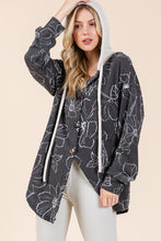 Load image into Gallery viewer, BOMBOM Drawstring Flower Print Button Up Shacket
