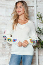 Load image into Gallery viewer, Crochet Flower V-Neck Sweater
