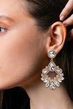 Load image into Gallery viewer, Zinc Alloy Frame Glass Stone Dangle Earrings
