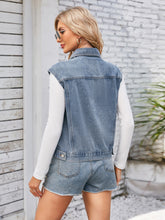 Load image into Gallery viewer, Button Up Cap Sleeve Denim Jacket
