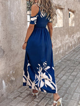 Load image into Gallery viewer, Printed Cold Shoulder Short Sleeve Maxi Dress
