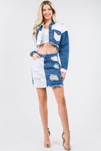 Load image into Gallery viewer, American Bazi Contrast Patched Frayed Denim Distressed Skirts
