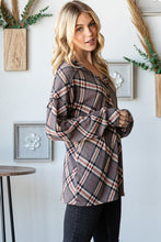 Load image into Gallery viewer, Heimish Plaid Exposed Seam V-Neck T-Shirt
