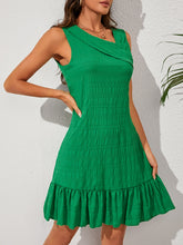Load image into Gallery viewer, Ruffle Hem Asymmetrical Neck Sleeveless Dress

