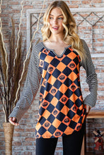 Load image into Gallery viewer, Heimish Full Size Checkered Contrast Striped Long Sleeve T-Shirt
