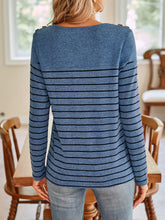 Load image into Gallery viewer, Lovelet Striped Round Neck Long Sleeve T-Shirt
