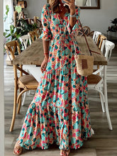 Load image into Gallery viewer, Button Up Ruffle Hem Tiered Maxi Dress
