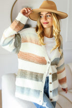 Load image into Gallery viewer, Haptics Full Size Button Down Stripe Soft Fuzzy Sweater Cardigan
