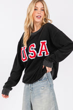 Load image into Gallery viewer, SAGE + FIG USA Letter Patch Round Neck Sweatshirt
