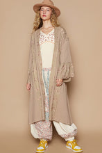 Load image into Gallery viewer, POL Flower Lace Trim Open Front Longline Cardigan
