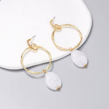 Load image into Gallery viewer, Alloy &amp; Rhinestone Hoop Drop Earrings
