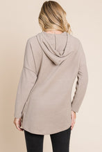 Load image into Gallery viewer, BOMBOM Contrast Drawstring Drop Shoulder Knit Hoodie
