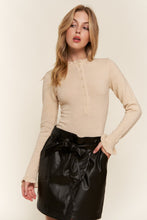 Load image into Gallery viewer, And The Why Half Button Round Neck Long Sleeve Bodysuit
