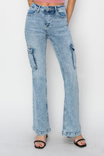 Load image into Gallery viewer, RISEN Full Size High Rise Cargo Flare Jeans
