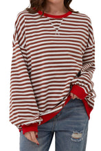 Load image into Gallery viewer, Striped Round Neck Long Sleeve Sweatshirt
