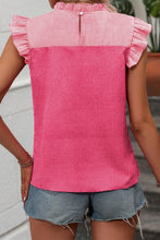 Load image into Gallery viewer, Ruffled Color Block Round Neck Blouse
