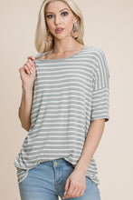 Load image into Gallery viewer, BOMBOM Striped Round Neck T-Shirt
