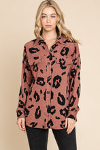Load image into Gallery viewer, BOMBOM Animal Print Button Up Knit Shacket

