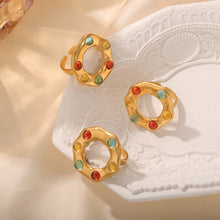 Load image into Gallery viewer, Titanium Steel Glass Bead Ring
