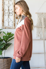 Load image into Gallery viewer, Heimish Full Size Leopard Quarter Zip Mock Neck Sweatshirt
