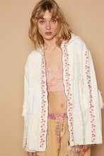 Load image into Gallery viewer, POL Embroidered Lace Patch Zip Up Hooded Jacket
