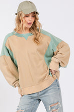 Load image into Gallery viewer, SAGE + FIG Color Block Round Neck Sweatshirt

