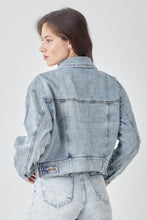 Load image into Gallery viewer, RISEN Full Size Button Down Cropped Denim Jacket
