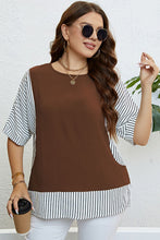 Load image into Gallery viewer, Plus Size Striped Round Neck Half Sleeve Top
