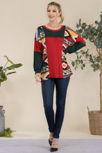Load image into Gallery viewer, Celeste Full Size Exposed Seam Printed Color Block T-Shirt
