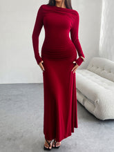 Load image into Gallery viewer, Devine Ruched Long Sleeve Maxi Dress

