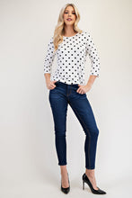 Load image into Gallery viewer, Celeste Full Size Polka Dot Round Neck Three-Quarter Sleeve T-Shirt

