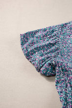 Load image into Gallery viewer, Tiered Printed Notched Short Sleeve Dress
